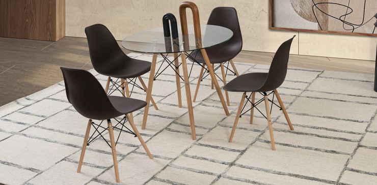 Comedor Redondo Atlas Con Sillas Café 5 Piezas