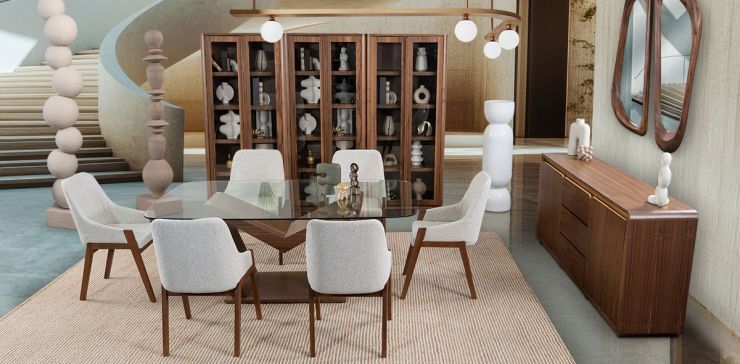 Comedor Cristal Ovalado Gio Blanco 7 Piezas