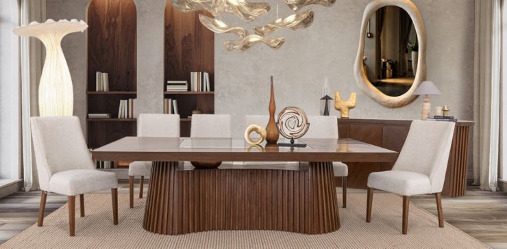 Comedor 240 X 140 Cm Lafsjo Beige 7 Piezas