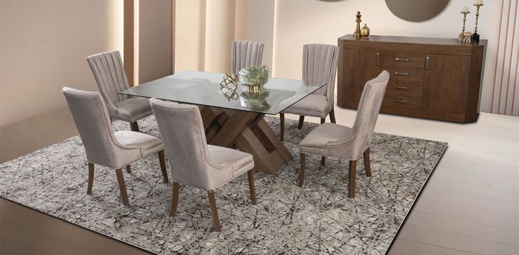 Comedor Rectangular 180 Cm Penthouse Café 7 Piezas