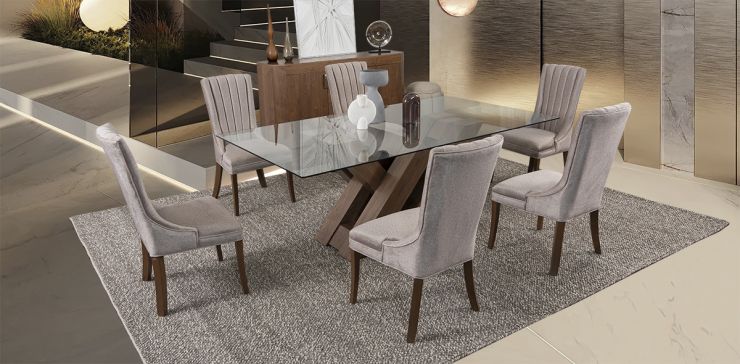 Comedor Rectangular 220 Cm Penthouse Café 7 Piezas