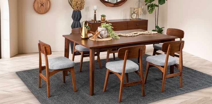 Comedor Chapa Natural De Tzalam Oslo Gris 7 Piezas