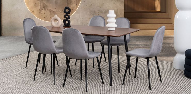 Comedor Con Extensión Camargo Gris 7 Piezas