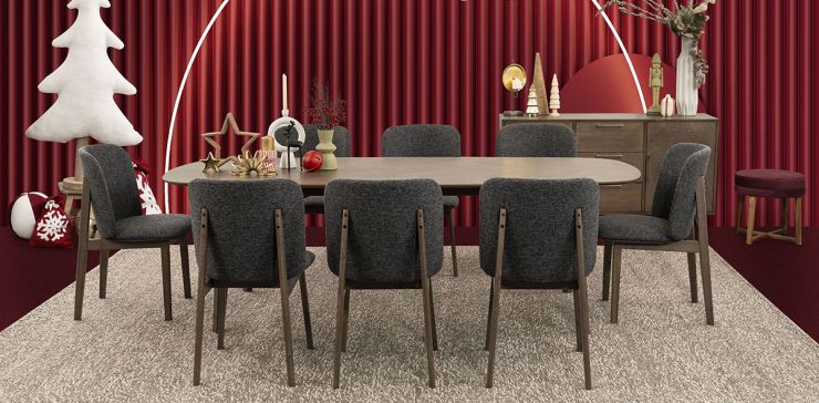 Comedor Rectangular Graz Gris 9 Piezas