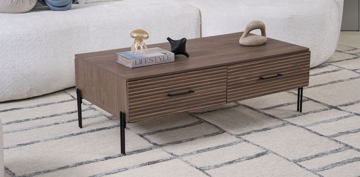 Mesa De Centro Rectangular Vanila Café