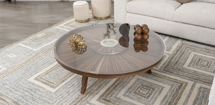 Mesa De Centro Redonda Madera Natural Dinka