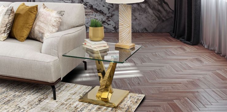 Mesa Lateral Cuadrada Royal Gold LV