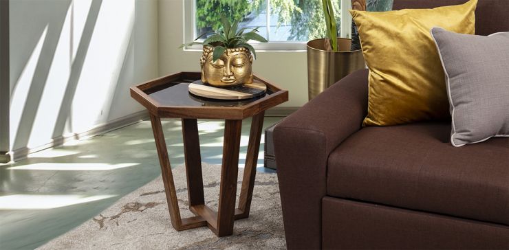 Mesa Lateral Hexagonal Cristal Chico Victory Negro