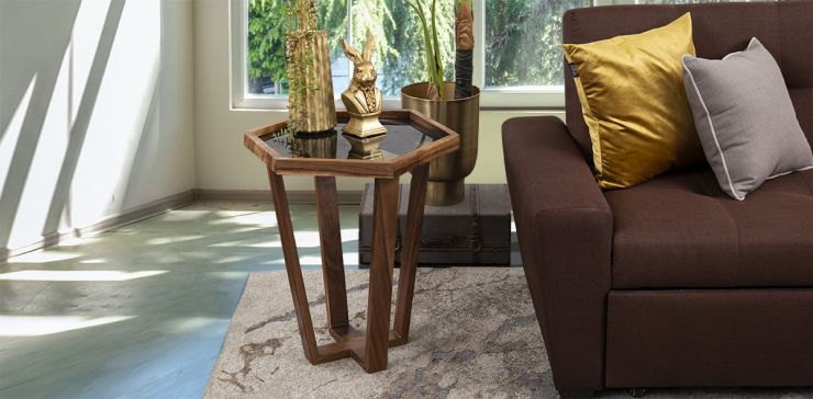 Mesa Lateral Hexagonal Cristal Grande Victory Negro