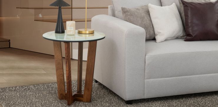 Mesa Lateral Cristal Owen Gris