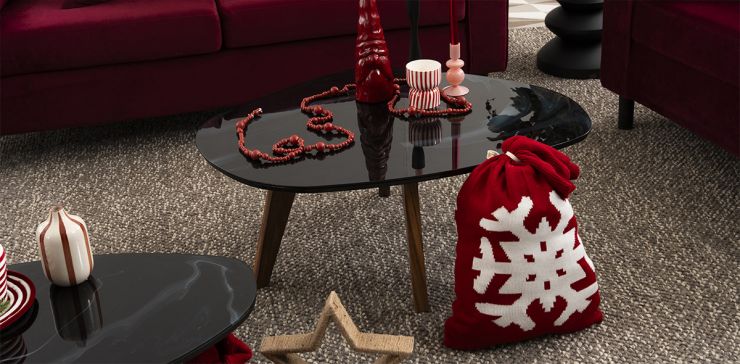 Mesa De Centro Cuarzo Golden Negro Mediana 