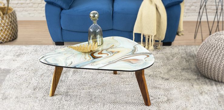 Mesa Ocasional Parota Cristal Mediana Stone Gris