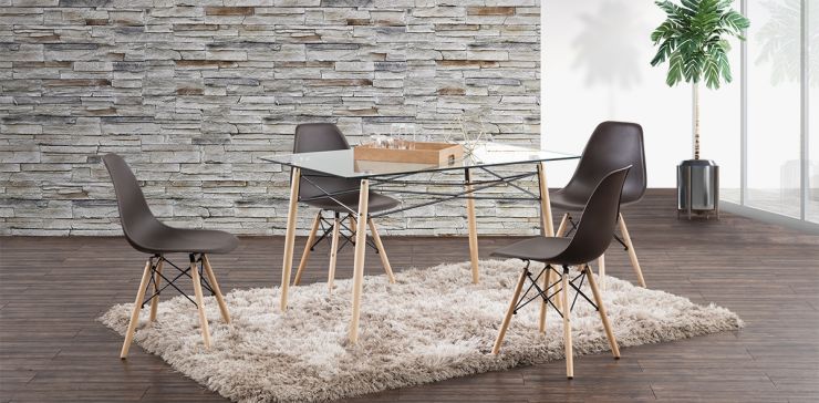 Comedor Rectangular Atlas Con Sillas Café 5 Piezas