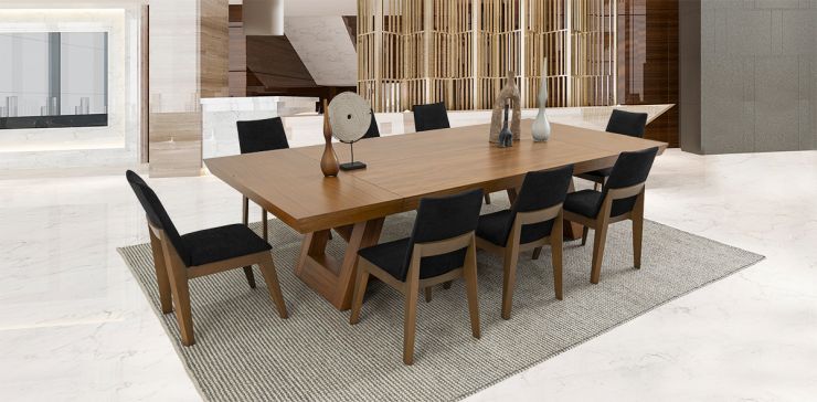 Comedor 300 Cm Matera CL Negro 9 Piezas