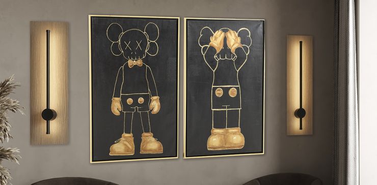 Cuadro Decorativo Al Oleo Kaos CL Negro 2 Piezas