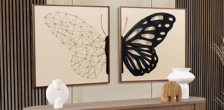 Cuadro Decorativo Al Oleo Mariposa CL Beige