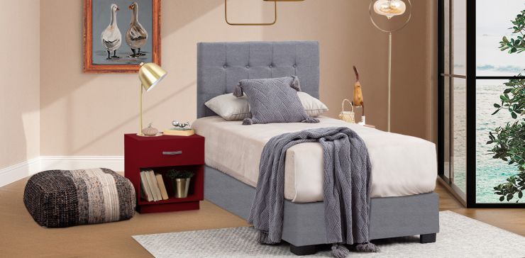 Recámara Individual Anfield Con Buró Naro Rojo 2 Piezas