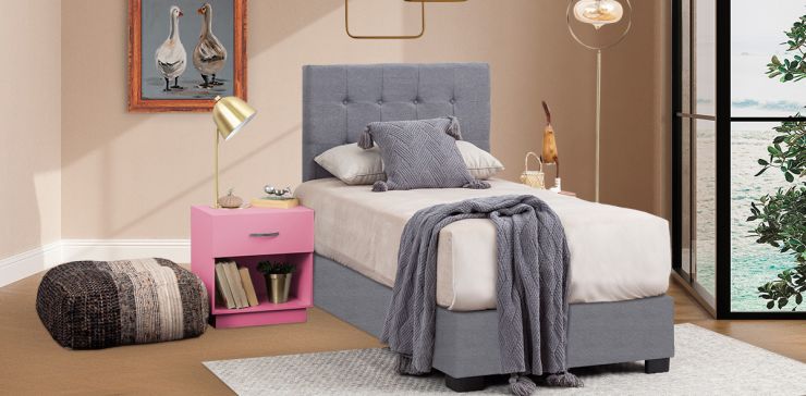 Recámara Individual Anfield Con Buró Naro Palo De Rosa 2 Piezas