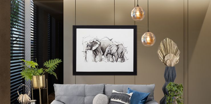 Pintura Al Oleo Elephant Tela Gris