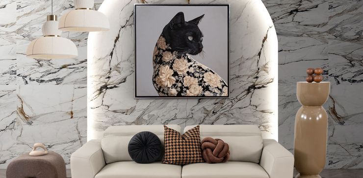 Cuadro Decorativo Al Oleo Cat Negro