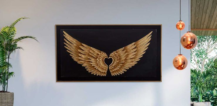 Pintura Al Oleo Wings Gold Dorado