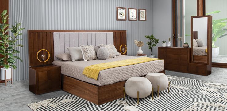 Recámara King Size Gobelline Café 4 Piezas