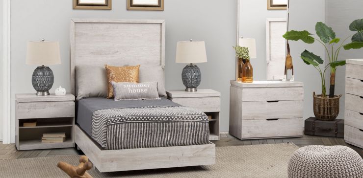 Recámara Individual Haití Con Buró Jr Blanco 2 Piezas