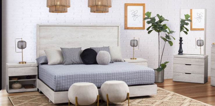 Recámara King Size Haití Con Burós Jr Blanco 5 Piezas