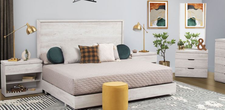 Recámara King Size Haití Con Burós Master Blanco 5 Piezas