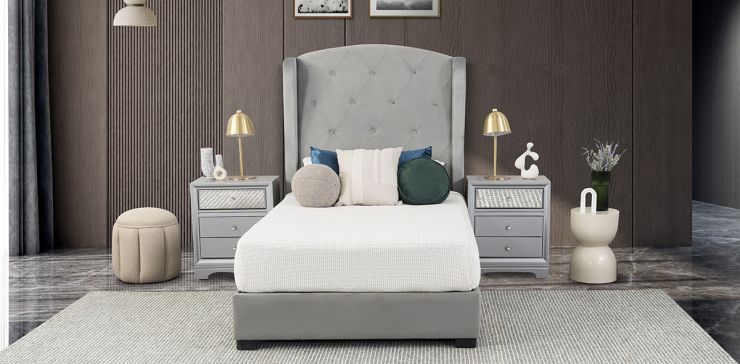 Recámara Matrimonial Perla Plus Gris 3 Piezas