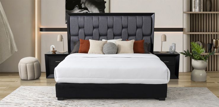 Recámara King Size Chicago Gris 3 Piezas