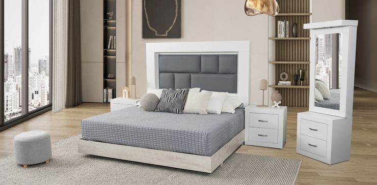 Recámara King Size Bali Vintage Blanco 5 Piezas