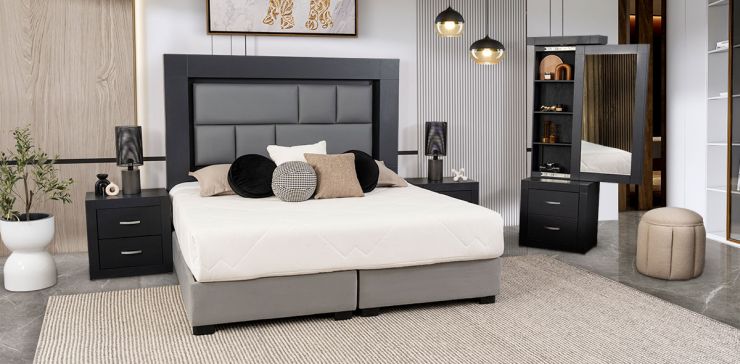 Recámara King Size Bali Gris 5 Piezas