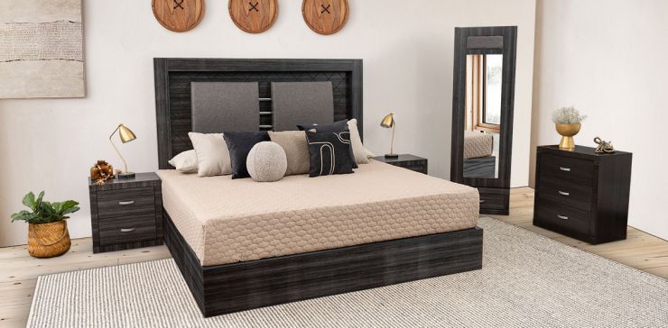 Recámara King Size Cairo Plus Gris 5 Piezas