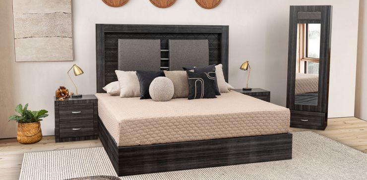 Recámara King Size Cairo Plus Gris 4 Piezas