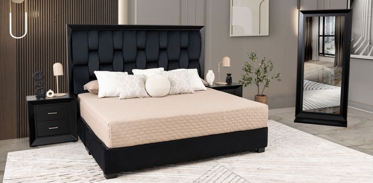 Recámara King Size Chicago Negro 4 Piezas