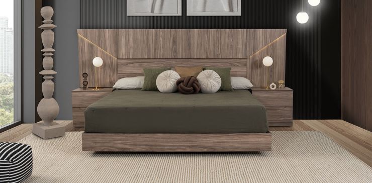 Recámara King Size Eslovenia Café Nogal 3 Piezas