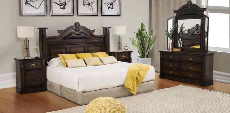 Recámara King Size Inglesa Nogal 5 Piezas