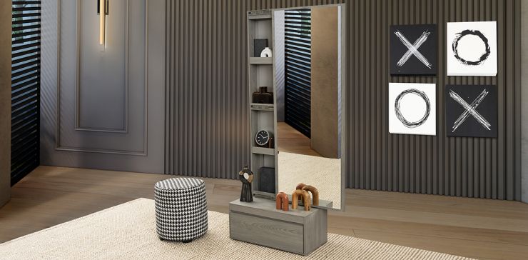Espejo Vertical Con Cajón Marbella Gris