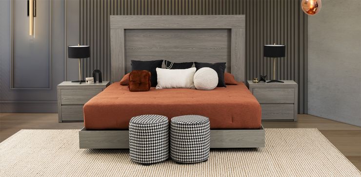 Recámara King Size Marbella Gris 3 Piezas