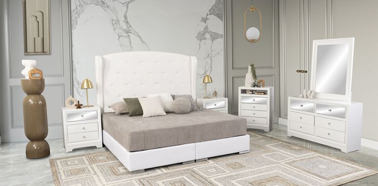 Recámara King Size Perla Plus Blanco 5 Piezas