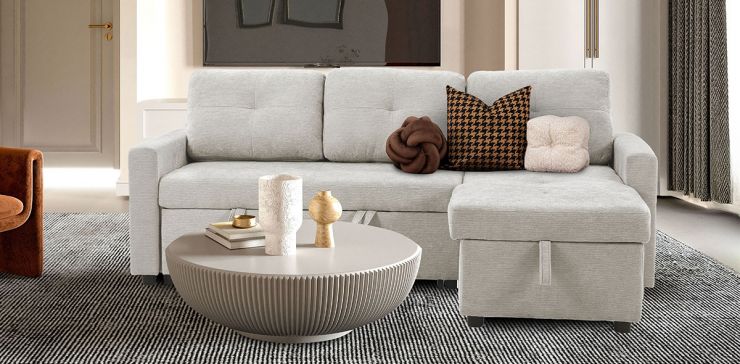 Sala Modular Con Baúl Y Cama Alta Rosh Gris