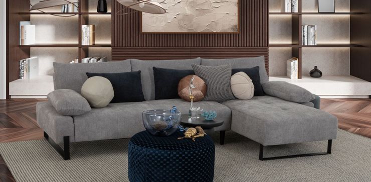 Sala En L Derecha Con Respaldo Abatible Regine Gris