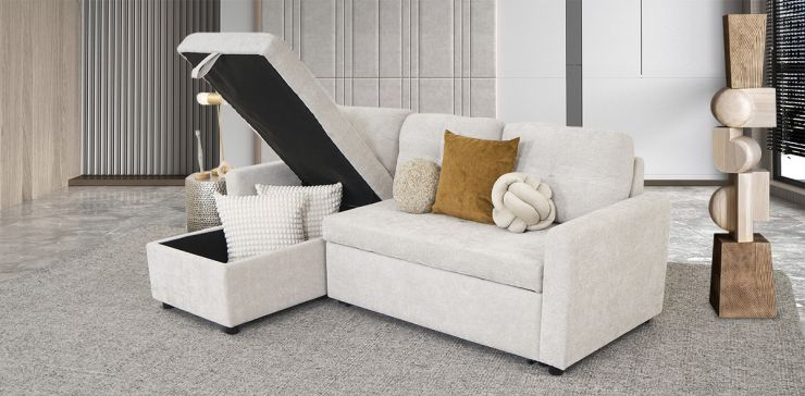 Sala Modular Con Baúl Y Cama Alta Rosh Gris
