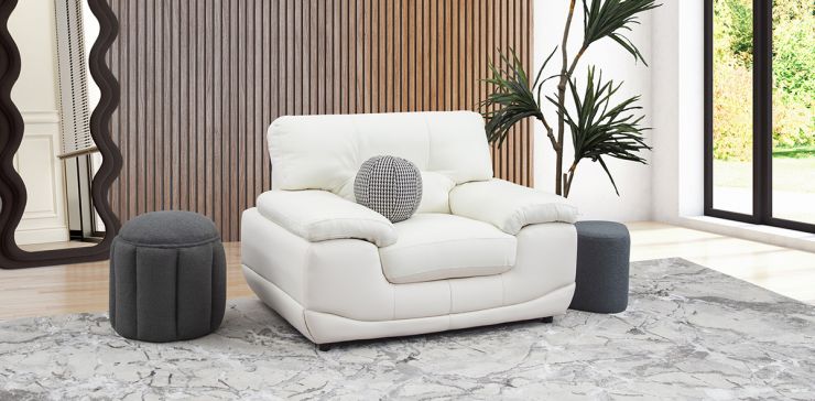 Sillón Piel Match Lazzio Blanco  (Boal)