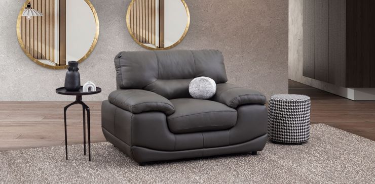 Sillón Piel Match Lazzio Gris  (Boal)