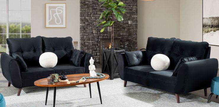 Sala Aria Negro 2 Piezas