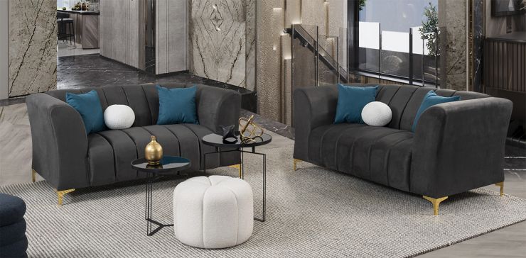 Sala Emma Gris 2 Piezas