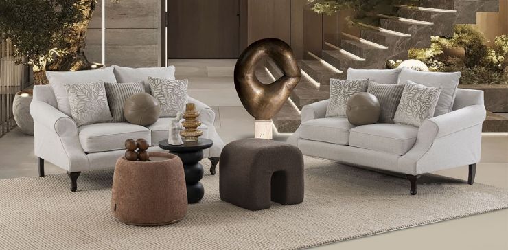 Sala James Fiora Ecru Blanco 2 Piezas