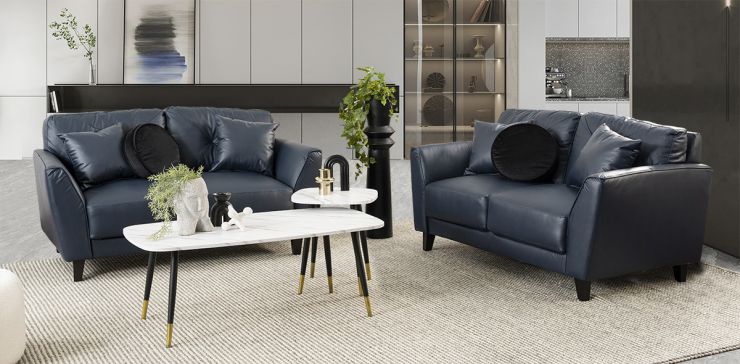 Sala Piel Match Paris Azul 2 Piezas